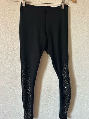 Alice + Olivia Black Sequin Accent Slim Fit Ponte Pants Size 4